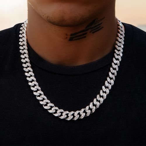 12mm Iced Miami Cuban Chain in White Gold