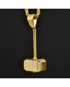 Iced Hammer Pendant in Gold