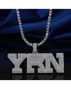 Iced YRN Pendant in White Gold