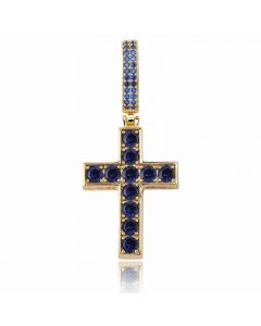Double-Sided Sapphire&Green Cross Pendant in Gold