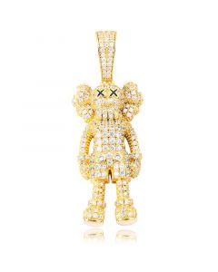 Iced Cartoon Doll Pendant in Gold