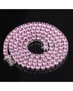 4mm Pink Tennis Chain in White Gold