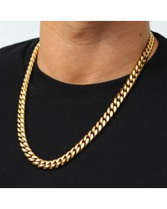 8mm Stainless Steel Cuban Chain in Gold
