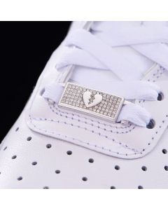 Iced Broken Heart Lace Lock in White Gold-Pair