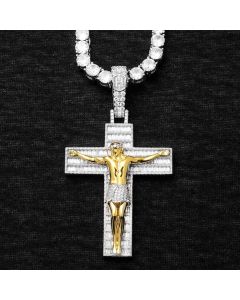 Crucifixion of Jesus Pendant in White Gold