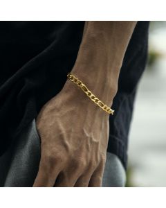5mm Stainless Steel Figaro Bracelet in Gold
