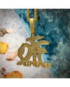 Iced ONLY THE FAM Pendant in Gold