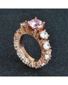 2.0 CT Three Stone Hip Hop Ring in Rose Gold