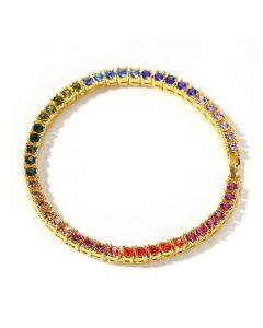4mm 8" Multi-color Single Row Tennis Bracelet