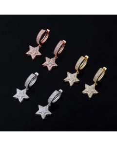Iced Five-pointed Star Dangle Earrings
