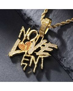 Iced NO LOVE ENT Pendant in Gold