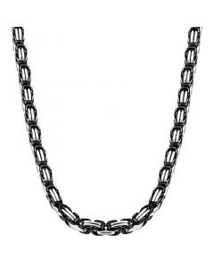 8mm Black & Silver Titanium Steel Byzantine Chain