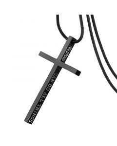 4:13 "I CAN DO ALL THINGS" Steel Cross Pendant in Black Gold