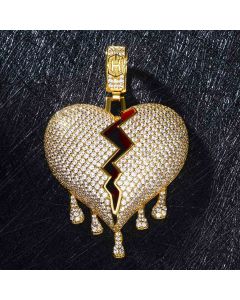 Drip Broken Heart Pendant in Gold