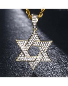 Iced Star of David Pendant in Gold