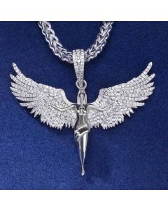 Iced Angel Pendant in White Gold