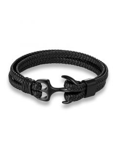 Braided Leather Anchor Bracelet