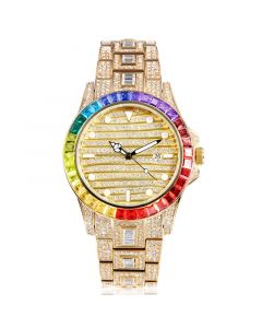 Rainbow Baguette Luminous Dial Watch in Gold