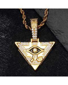 Iced Egyptian Pyramid Eye of Horus Pendant in Gold