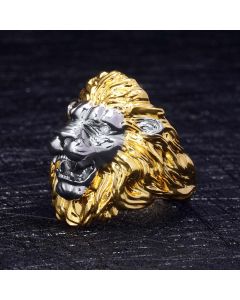 Two-tone Roaring Lion Head Ring