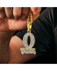 Iced "O Block" Pendant in Gold