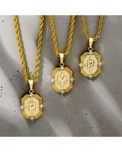 Iced Gold A-Z Initial Letter Pendant