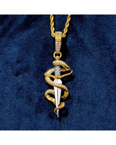 Iced Dagger and snake Pendant