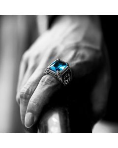 Blue Stone Stainless Steel Ring