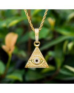 Iced Eye Of Providence Pendant in Gold