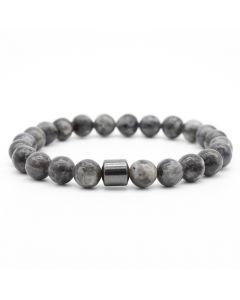 8mm Grey Amphibole/Lava Rock/Tiger Eye Magnetic Hematite Beads Bracelet