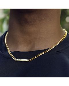 5mm Personalized Engraved Cuban ID Necklace in Gold