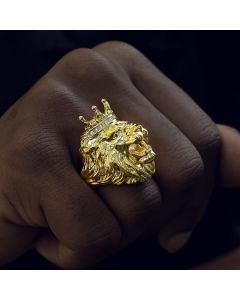 King Crown Lion Ring in Gold