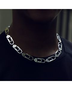 Stainless Steel Paperclip Smile Face Necklace