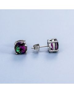 Round Multicolor Stone Stud Earrings