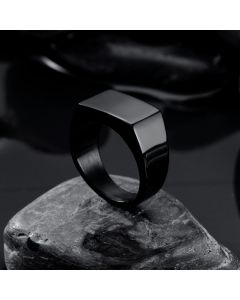 Retro Rectangle Stainless Steel Ring in Black