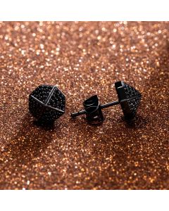 Black Octagon Stud Earrings-8*8mm