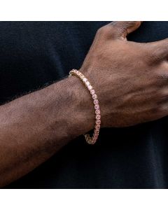 5mm Pink Stones Tennis 18K Gold Bracelet