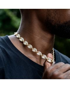 12mm Iced Coffee Bean Chain in Gold