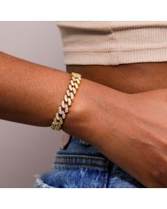 Women's Iced 8mm Cuban Link Bracelet in Gold