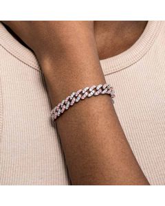 Women's 8mm White&Pink Two Tone Cuban Bracelet