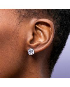 Women's Round Cut Stud Earrings in White Gold