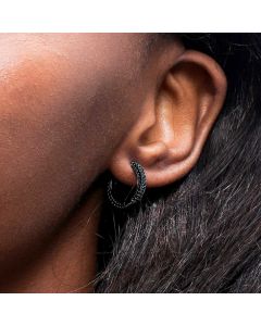 Women's Iced Circle Hoop Earrings in Black Gold