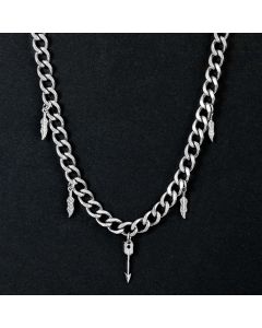 8mm Arrow and Feather Cuban Necklace