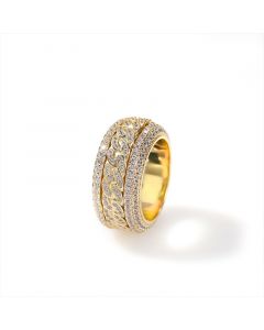 Iced Rotatable Cuban Ring in Gold