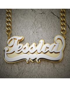 Custom Two-Tone Letters Pendant with Cuban Link Chain