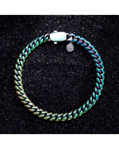 6mm Rainbow Stainless Steel Cuban Bracelet with Spring Clasp