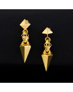 Pyramid Eye of Ra Earrings in Gold