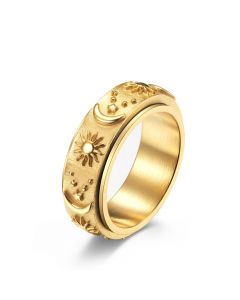 8mm Sun and Moon Spinner Relieving Stress Ring in Gold