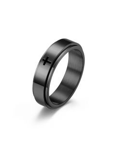 Spinner Relieving Stress Stainless Steel Cross Band in Black Gold