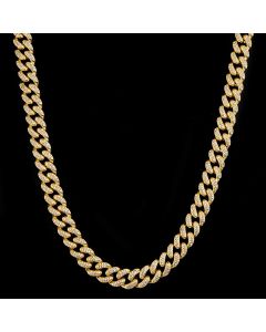 13mm Handset 18K Gold PVD Plated Finish Iced Cuban Link